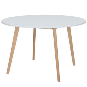 Mesa Leda Wood Redonda 110cm Madeira Mdf Tx Base Metal Branco