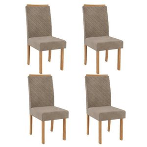 Kit 4 Cadeiras Com Espaldar Para Sala De Jantar Elegance Mel/caramelo