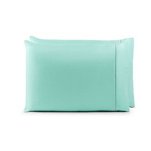 Par De Fronhas 70cm X 50cm 2 Peças Laura Toque Percal 200 Fios 100% Poliéster - Verde Tiffany