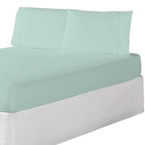 Jogo De Lençol Casal Padrão 3 Peças Laura 200 Fios 100% Poliéster - Verde Tiffany