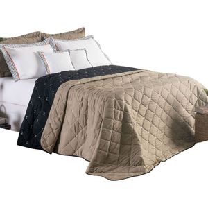 Kit Cobre Leito Dupla Face Casal Queen Bordado Renove 7 Peças Hipercal 400 Fios 100% Poliéster - Cáqui