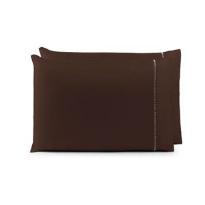 Par De Fronhas 70cm X 50cm 2 Peças Laura Toque Percal 200 Fios 100% Poliéster - Marrom