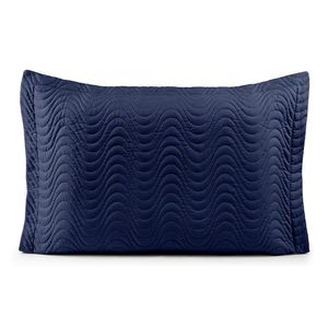 Porta Travesseiro Avulso 70cm X 50cm Com Debrum 1 Peça Laura Matelado Toque 200 Fios 100% Poliéster - Azul Marinho