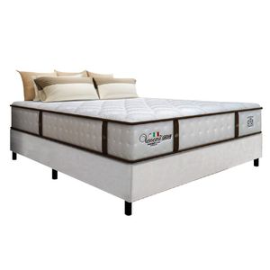 Cama Box Casal King Colchão Molas Ensacadas Gazin Com Pillow Veneza 193x203x68cm Branco/Marrom