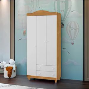 Roupeiro Lara 3 Portas E 2 Gavetas Nature - Branco
