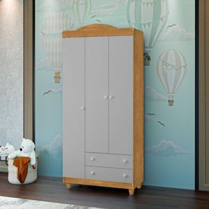Roupeiro Lara 3 Portas E 2 Gavetas Em Mdf Nature - Cinza
