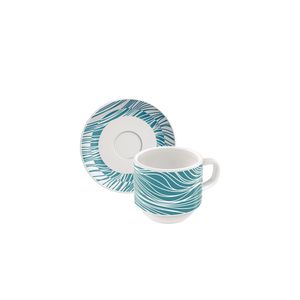 Conjunto Xícara E Pires De Café Clarice Em Porcelana Decorada Tramontina