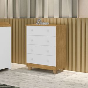 Comoda Lara 4 Gavetas Nature Branco