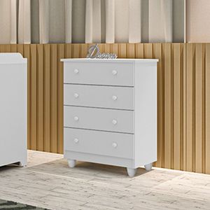 Comoda Lara 4 Gavetas Em Mdf Branco