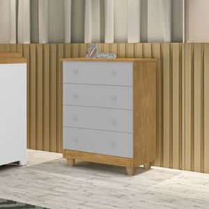 Comoda Lara 4 Gavetas Nature Cinza