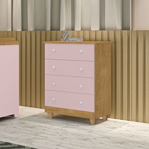 Comoda Lara 4 Gavetas Nature Rose