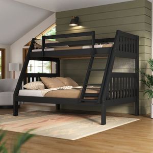 Beliche 1018 Twin Full Madeira De Pinus Acabamento Preto