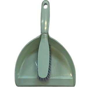 Kit Pá E Vassoura De Mão Para Limpeza Verde