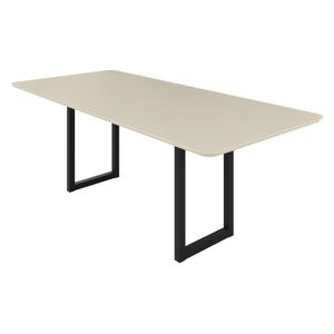 Mesa Retangular Mdf Com Vidro 200x90cm Itália Preto - Off White