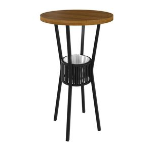 Mesa Madeira Maciça Ripado 70cm Bistrô Bar Preto-marrom