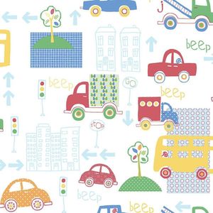 Papel De Parede Just 4 Kids Carros G56010 - Rolo 10m X 0,52m