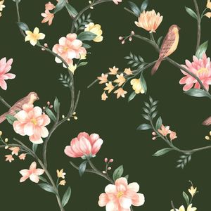 Papel De Parede Botânica Hf Floral Verde 81260
