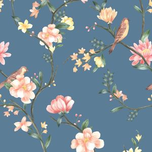 Papel De Parede Botânica Hf Floral Azul 81185