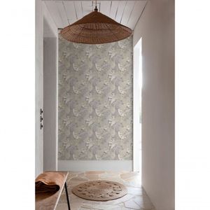 Papel De Parede Belize Folhagem Cinza E Bege Ph3004