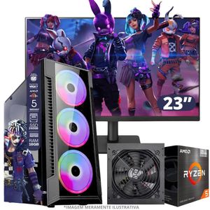 Pc Gamer Amd Ryzen 5 5600gt, 16gb Ram, Placa De Video Radeon Vega 7, Ssd 240gb, Fonte 550w + Monitor 23" Led 75hz