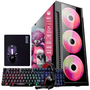 Pc Gamer Amd Ryzen 5 4600g, 8gb Ram, Placa De Video Radeon Vega 7, Ssd 240gb, Fonte 200w + Kit Gamer Completo