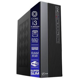 Computador Tob Slim Compacto 4ª Geração Intel Core I3 Ssd 240gb Memória 8gb Rede Sem Fio Windows 10 Trial Desktop Pc Cpu