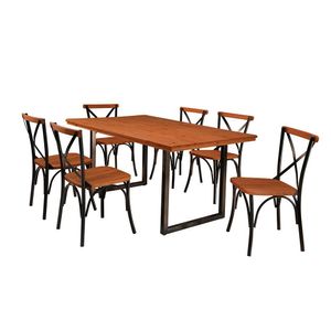Sala De Jantar Laís 160cm Com 6 Cadeiras Laís Artluxo Preto E Castanho