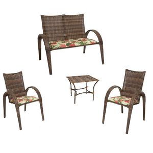 Conjunto Laura 2 Cadeiras 1 Namoradeira E Mesa De Centro Argila