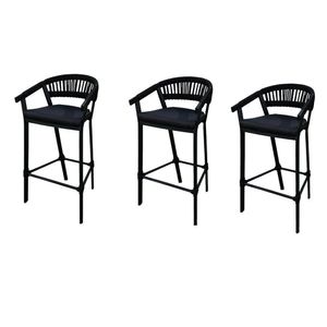 Kit 3 Banquetas Itália Acquablock Base Em Alumínio Artluxo Preto