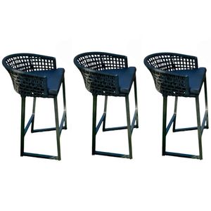 Kit 3 Banquetas Avalon Alumínio Assento Acquablock Artluxo Preto