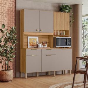 Armário De Cozinha 7 Portas 2 Gavetas Tropical Freijó/ Fendy
