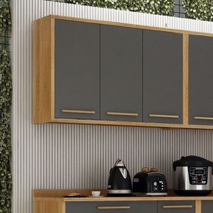 Armário Aéreo Para Cozinha 3 Portas 120cm Cinamomo/grafite