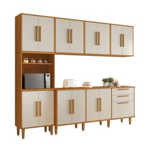 Cozinha Completa 5 Peças 15 Portas 2 Gavetas Lorena Nature/off White