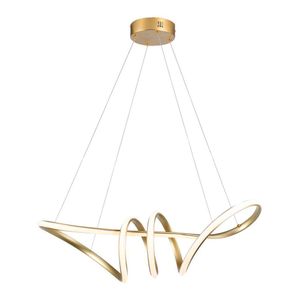 Lustre Pendente Taschibra Loop Led Bivolt Dourado 3000k Luz Amarela 15051051
