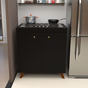 Balcão 2 Portas Para Cooktop 4 Bocas Preto