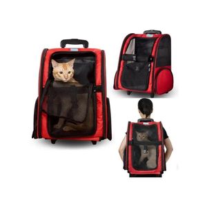 Carrinho Pet Cães E Gatos Passeio Bolsa De Rodinhas Mochila Canguru Viagem