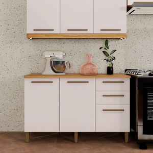 Balcão Diamante Master Arte Móveis Cinamomo/ Off White