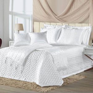 Kit Cobre Leito Queen Pérola Com Almofadas E Xale 10 Peças - Branco