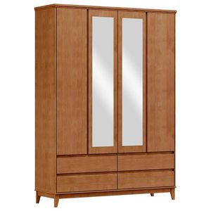 Guarda Roupa 4 Portas 4 Gavetas Espelho Mdf 160 Cm 2813 Freijo Milani Store