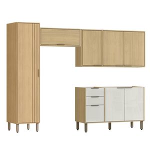Armarios Lavanderia 4 Modulos 249 Cm Glor Castanho Off White Mxm