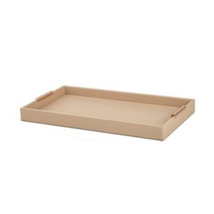 Bandeja Em Mdf Com Revestimento Em Pu Bege Com Detalhe Dourado Mart 22x40cm