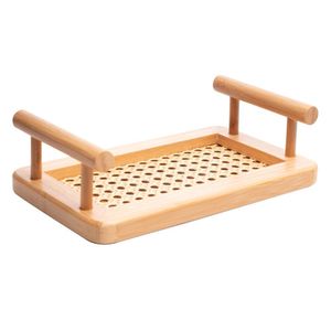 Bandeja De Bambu Com Alças E Fundo Em Treliça 25x15x5cm Wolff