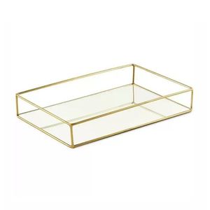 Bandeja Retangular Em Metal Com Espelho Mart 24cm