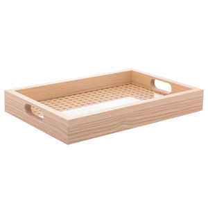 Bandeja Retangular Decorativa Em Mdf Com Fundo De Treliça Lyor 3x20cm