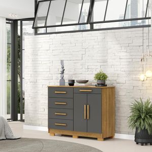 Cômoda Sapateira 5 Gavetas 2 Portas 122 Cm Siri 20019 Vlr Nature Alasca