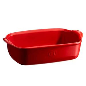 Travessa Retangular Emile Henry Em Cerâmica 22x14 Cm Vermelho