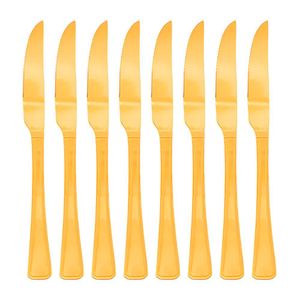 Jogo 8 Facas Dourada De Churrasco Jantar Victoria Gold Inox Fratelli