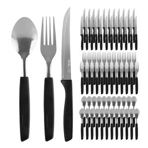 Conjunto Faqueiro 72 Peças Jogo Talheres De Mesa Jantar Garfos Facas New Caprese Preto Fratelli Inox