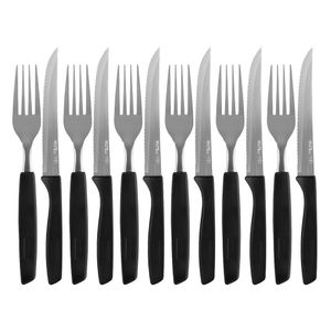 Jogo 6 Garfos E 6 Facas De Mesa Jantar New Caprese Preto Fratelli Inox
