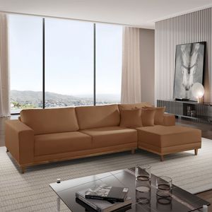 Sofá Cronos 03 Metros Chaise Lado Direito Meu Sofá Online B020 Veludo Terra